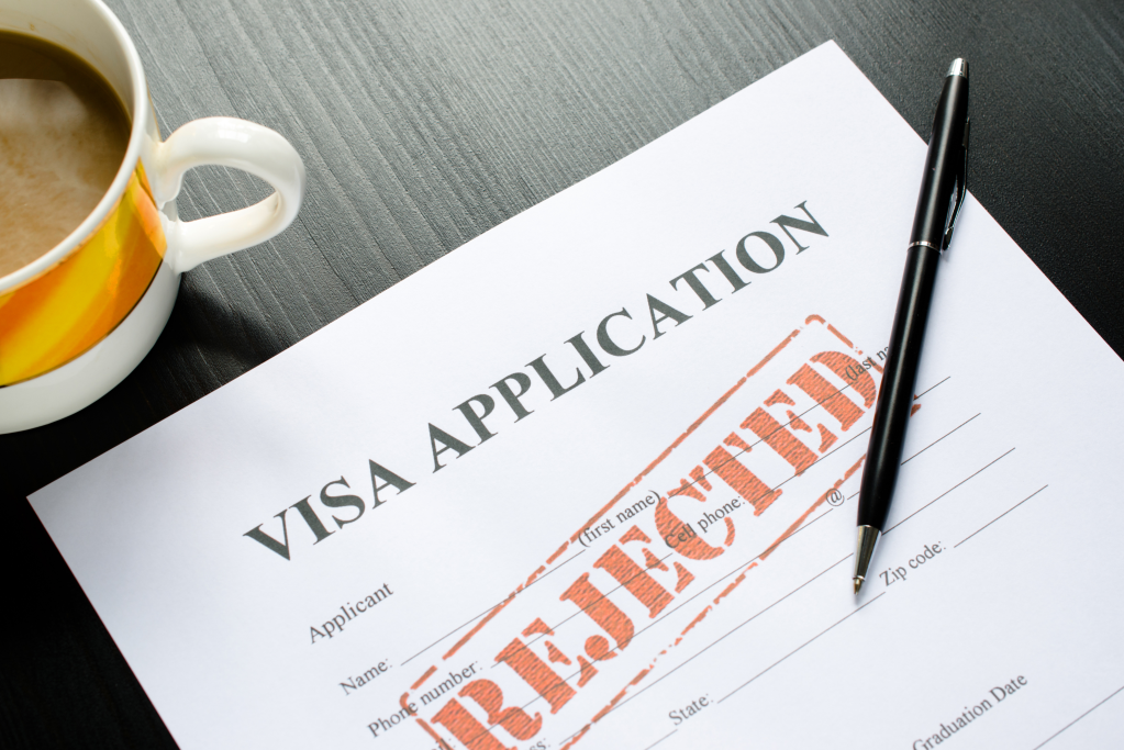 aplicação de visto americano negado
